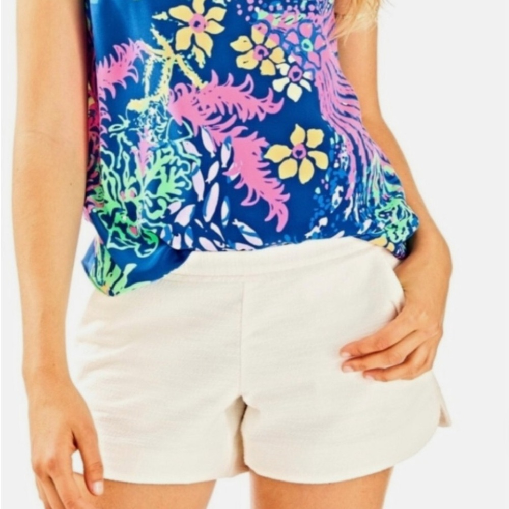 Lilly Pulitzer Adie Shorts Resort White Cotton Tweed Fringe Detail Sz 6‎ (NWOT)